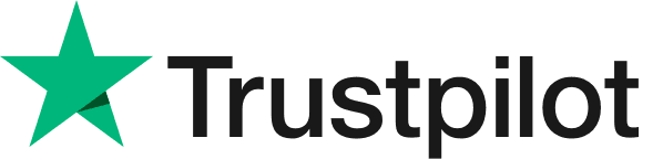 Trustpilot logo with a green star icon and the word Trustpilot in black next to it